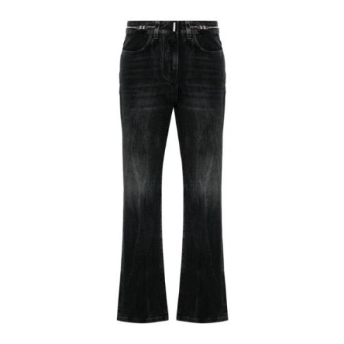 Stonewashed denim bootcut jeans med kædelink