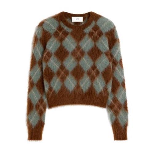 Argyle Check Crew Neck Sweaters