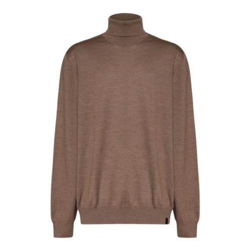 Taupe Uld Høj Krave Sweater