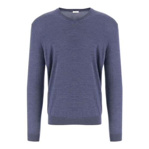 Blå Uld V-Hals Sweater