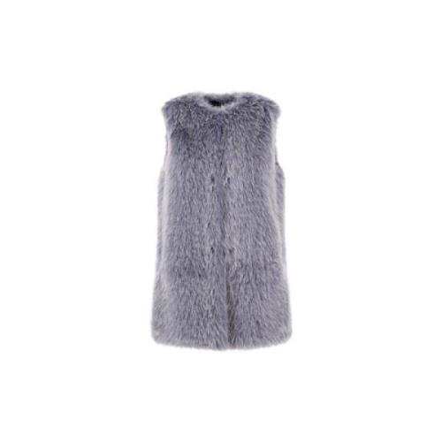 Faux Fur Krave Vest Ærmeløs Satin