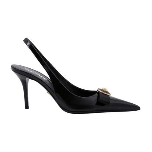 Sorte Læder Slingback Pumps