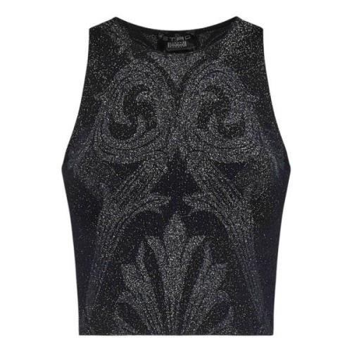 Sort Paisley Jacquard Crop Top