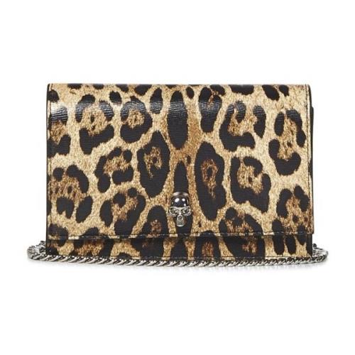 Leopard Print Skuldertaske Beige