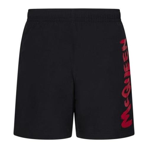 Sorte badeshorts med rød logo