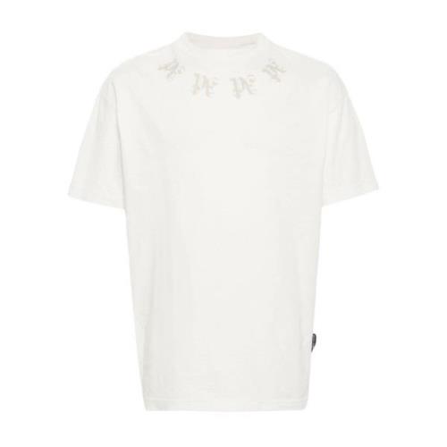 Monogram Crew-neck T-shirt med Orange Palm Tree Print