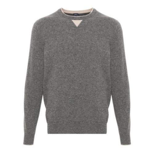 Grå Crew Neck Uld Sweater