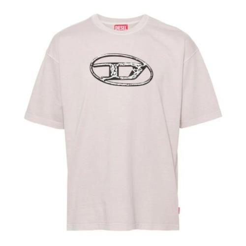 Beige Bomuld T-shirt med Oval D Logo