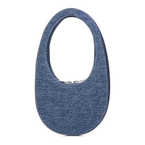 Blå Oval Denim Håndtaske