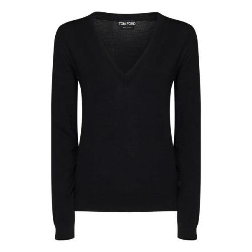 Sort V-Hals Uld Sweater