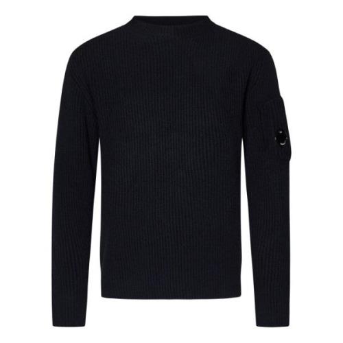 Sort Crewneck Sweater med Lynlåslomme