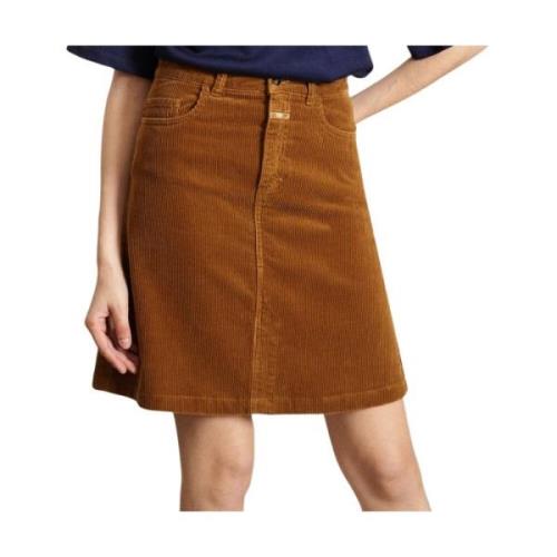 Brun Corduroy A-Line Mini Nederdel