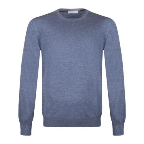 Blå Crew Neck Uld Sweater