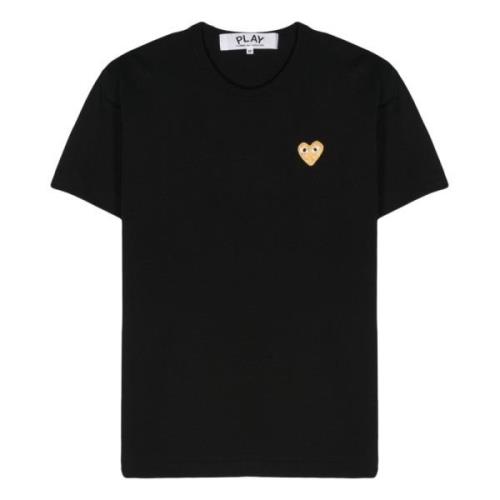 Guld Emblem Strik Sort T-Shirt