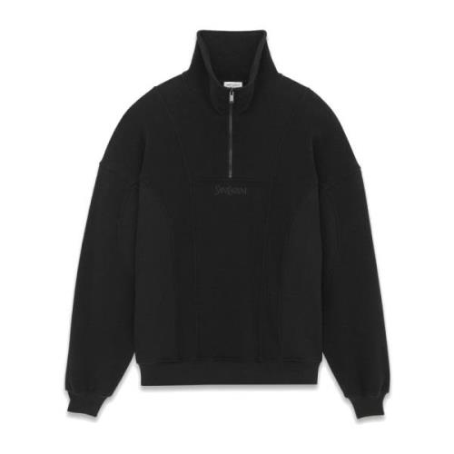 Sort Bomuldsfleece Sweatshirt