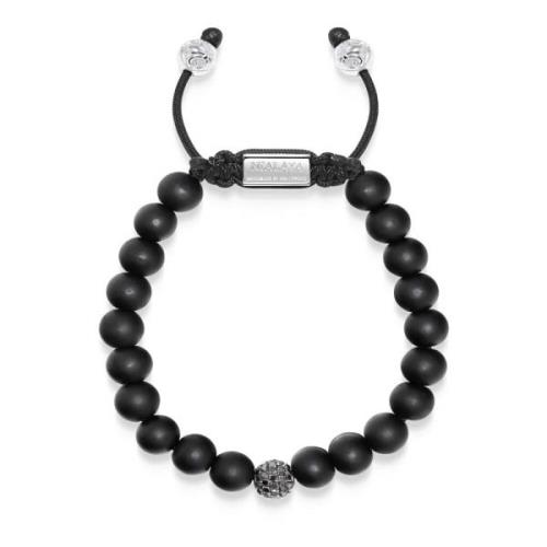 Men's Black Diamond Beaded Bracelet with Matte Onyx