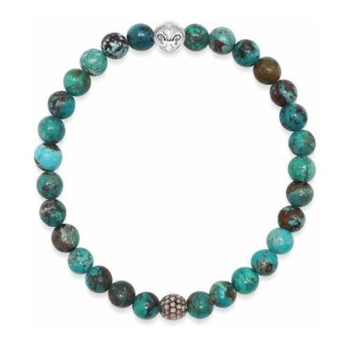 Men's Grey Diamond Wristband with Bali Turquoise