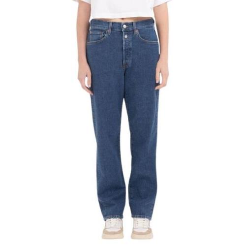 Mørkeblå Højtaljede Straight Leg Jeans