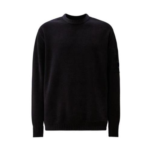 Blå Chenille Crewneck Striktrøje