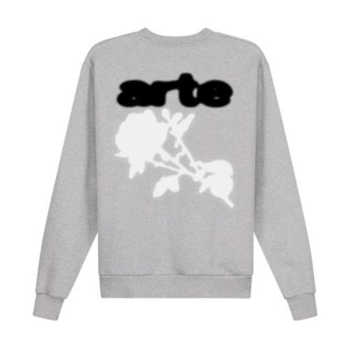 Grå Blomst Crewneck Sweatshirt