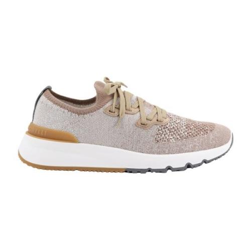 Beige Sneakers Snørebånd Gummisål