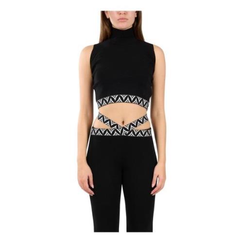 Ærmeløs Viskose Crop Top Jacquard