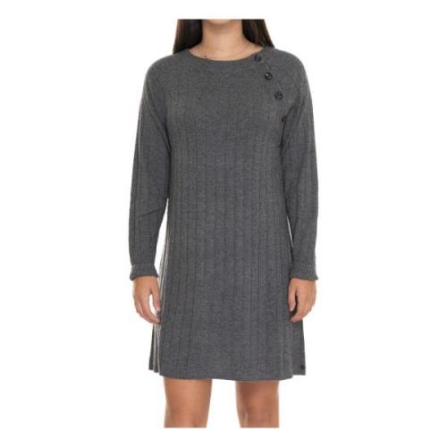 Raglanærme Sweater Kjole med Knapper