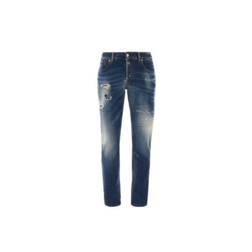 Slim fit jeans med brugt vaskeeffekt