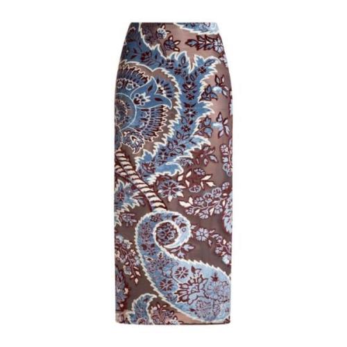 Paisley Jacquard Midi Nederdel