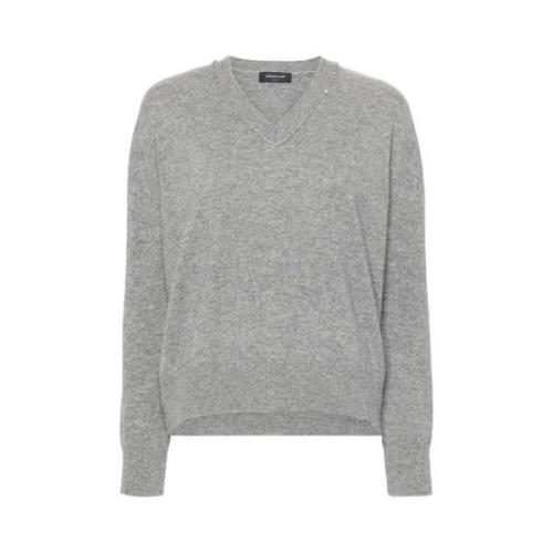 Pailletdetaljer V-hals Uld Jumper