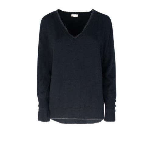 Sort sweater med lurex detaljer