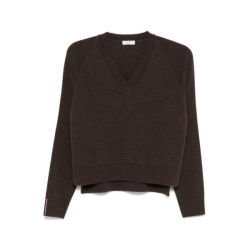 Brun Uld V-Hals Sweater