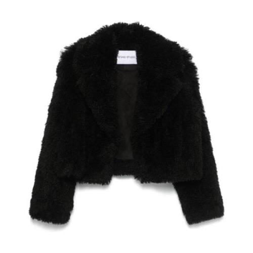 Faux Fur Sort Frakke Kvinder