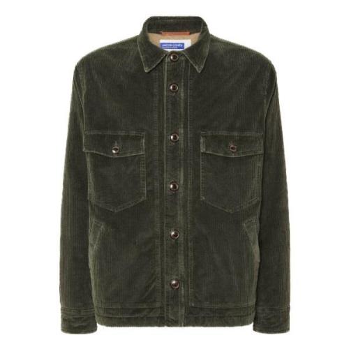 Grøn Corduroy Overshirt med Teddy Foring