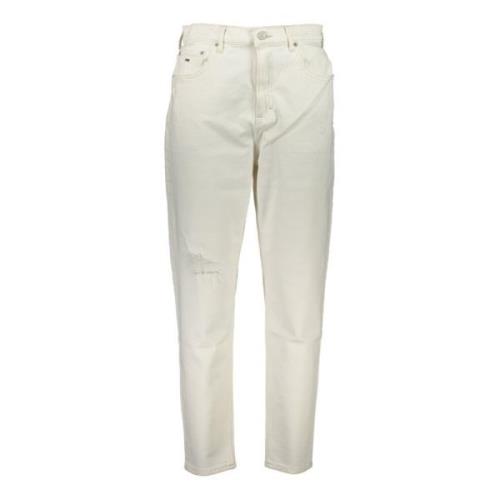 Høj Tapered Mom Jeans Hvid Denim