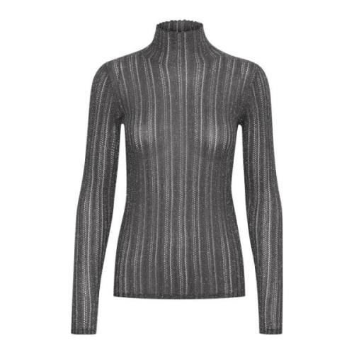 Stribet Pullover Sweater Gun Metal