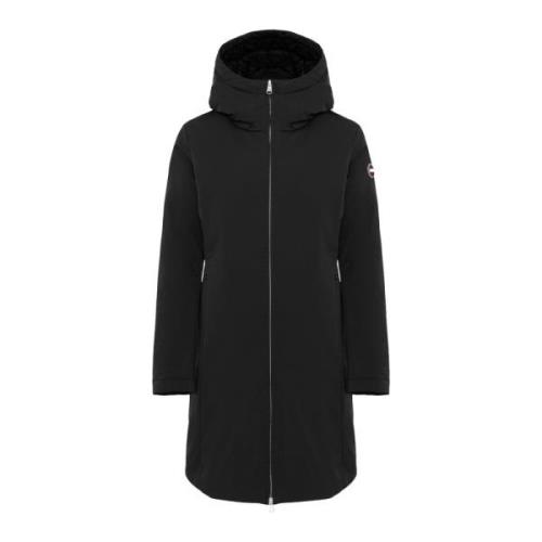 Lang Soft Shell Parka med Fjer Polstring