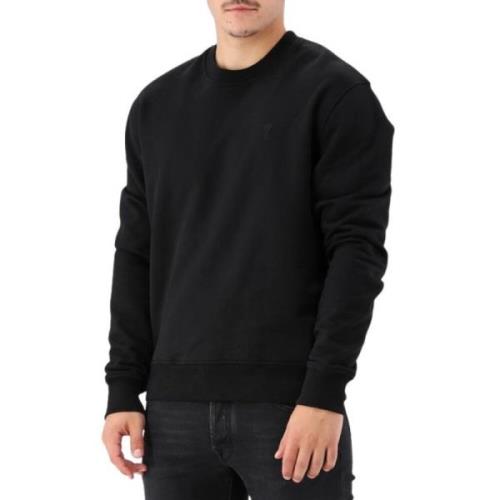 Sort Sweatshirt med Logo Broderi