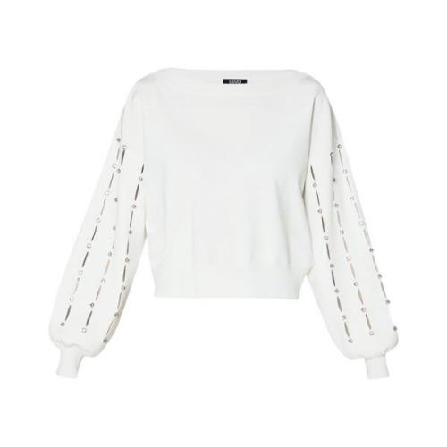 Elegant Hvid Sweater V-Hals