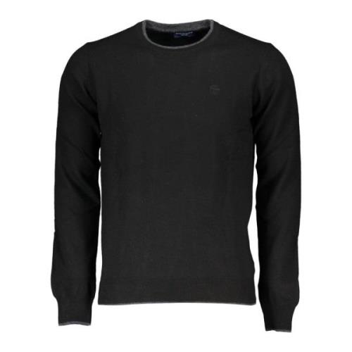 Sort langærmet sweater med kontrastdetaljer