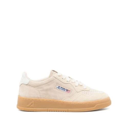 Beige Ruskind Farveblok Sneakers