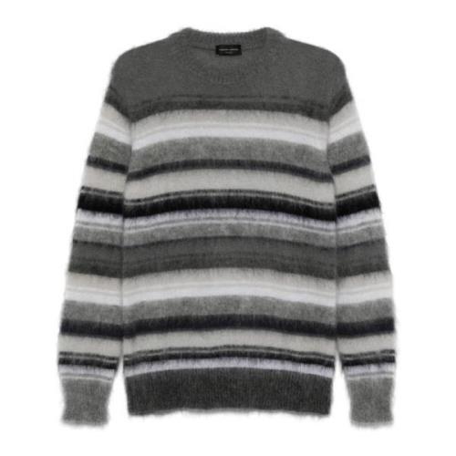 Stribet Mohair Sweater Grå Hvid