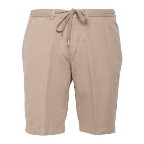 Beige Linned og Bomuld Bermuda Shorts