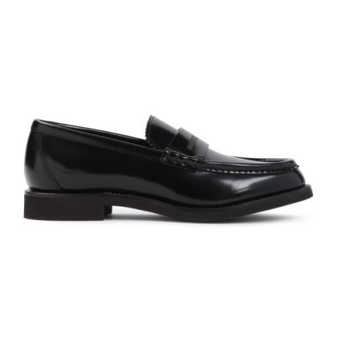 Sorte Læder Loafers Elegant Stil