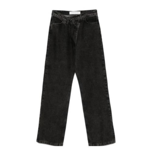 Mørkegrå Straight Cut Denim Jeans