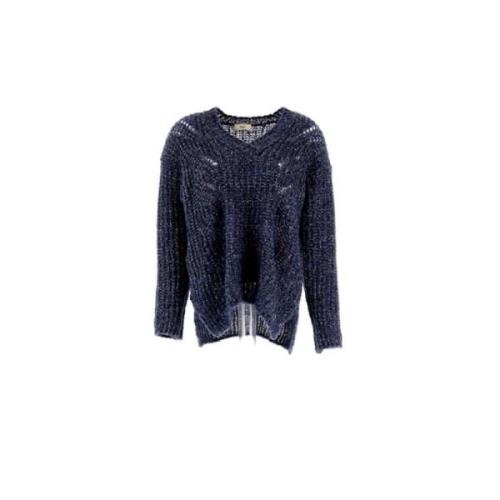 Alpaca og uld V-hals sweater