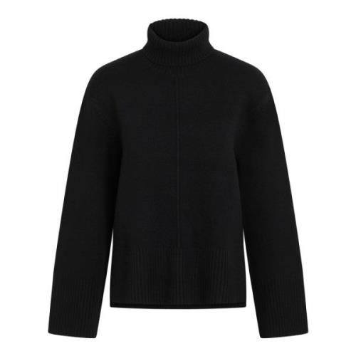 Sort Kamo Strik Turtleneck Bluse