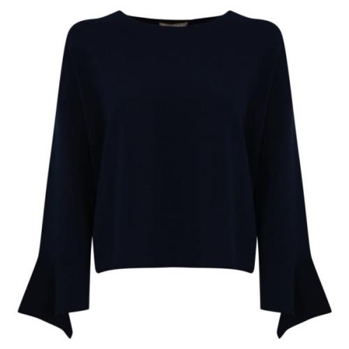 Blå Sweater med Ruffle Detalje