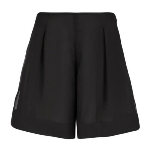 Sort Silke Organza Plisseret Shorts