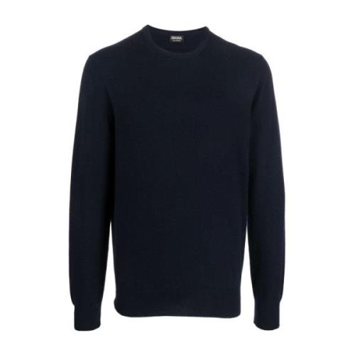 Marineblå Cashmere Crew-Neck Sweater